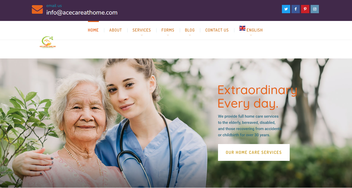 Ace Home Care Services Website