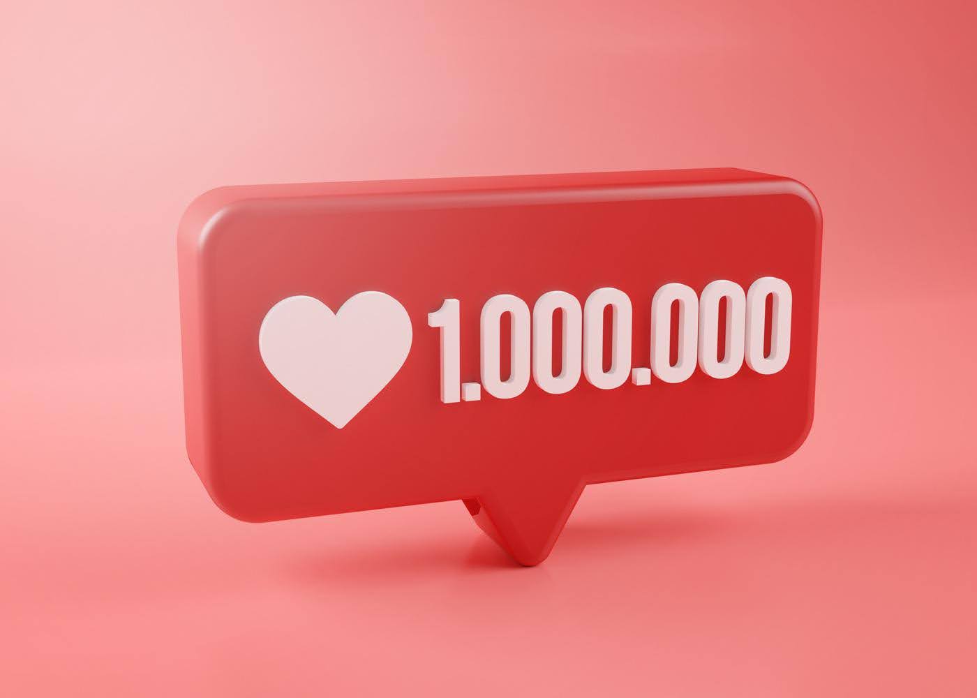 3D red social media like icon showing one million likes, symbolizing how to build a strong local following without paid ads.